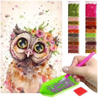 Haft Diamentowy ARTULIO, Obraz DIY 5D, Diamond Painting, Mozaika Diamentowa 40X60cm (Malownicza sowa) + Zestaw Akcesoriów Haft Diamentowy ARTULIO, Obraz DIY 5D, Diamond Painting, Mozaika Diamentowa 40X60cm (Malownicza sowa) + Zestaw Akcesoriów