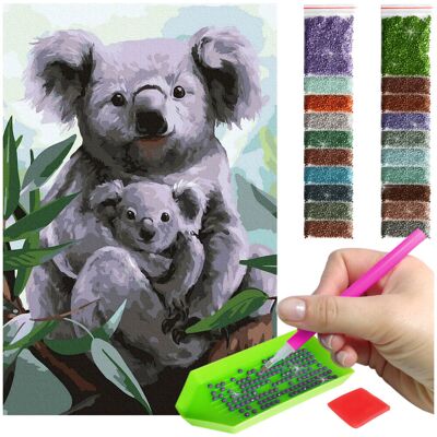 Haft Diamentowy ARTULIO, Obraz DIY 5D, Diamond Painting, Mozaika Diamentowa 40X60cm (Misie koala) + Zestaw Akcesoriów Haft Diamentowy ARTULIO, Obraz DIY 5D, Diamond Painting, Mozaika Diamentowa 40X60cm (Misie koala) + Zestaw Akcesoriów