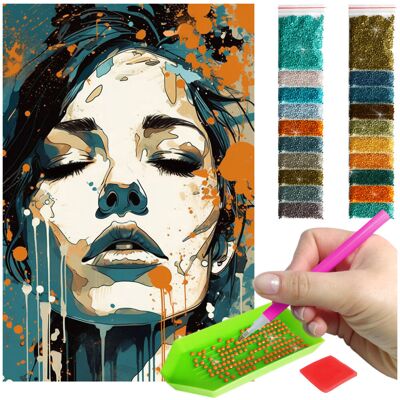 Haft Diamentowy ARTULIO, Obraz DIY 5D, Diamond Painting, Mozaika Diamentowa 40X60cm (Namalowany portret kobiety) + Zestaw Akcesoriów Haft Diamentowy ARTULIO, Obraz DIY 5D, Diamond Painting, Mozaika Diamentowa 40X60cm (Namalowany portret kobiety) + Zestaw Akcesoriów