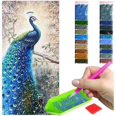 Haft Diamentowy Artulio, Obraz Diy 5D, Diamond Painting, Mozaika Diamentowa 40X60Cm (Niebieski Paw) + Zestaw Akcesoriów Haft Diamentowy Artulio, Obraz Diy 5D, Diamond Painting, Mozaika Diamentowa 40X60Cm (Niebieski Paw) + Zestaw Akcesoriów