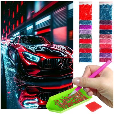 Haft Diamentowy ARTULIO, Obraz DIY 5D, Diamond Painting, Mozaika Diamentowa 40X60cm (Nocny przejazd sportowym samochodem) + Zestaw Akcesoriów Haft Diamentowy ARTULIO, Obraz DIY 5D, Diamond Painting, Mozaika Diamentowa 40X60cm (Nocny przejazd sportowym samochodem) + Zestaw Akcesoriów