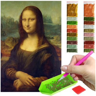 Haft Diamentowy ARTULIO, Obraz DIY 5D, Diamond Painting, Mozaika diamentowa 40x60cm (Obraz Mona Lisa) + zestaw akcesoriów Haft Diamentowy ARTULIO, Obraz DIY 5D, Diamond Painting, Mozaika diamentowa 40x60cm (Obraz Mona Lisa) + zestaw akcesoriów