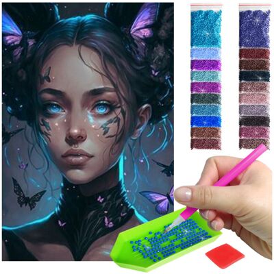 Haft Diamentowy ARTULIO, Obraz DIY 5D, Diamond Painting, Mozaika Diamentowa 40X60cm (Portret magicznej kobiety) + Zestaw Akcesoriów Haft Diamentowy ARTULIO, Obraz DIY 5D, Diamond Painting, Mozaika Diamentowa 40X60cm (Portret magicznej kobiety) + Zestaw Akcesoriów