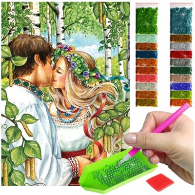 Haft Diamentowy ARTULIO, Obraz DIY 5D, Diamond Painting, Mozaika Diamentowa 40X60cm (Rustykalna para pośród drzew) + Zestaw Akcesoriów Haft Diamentowy ARTULIO, Obraz DIY 5D, Diamond Painting, Mozaika Diamentowa 40X60cm (Rustykalna para pośród drzew) + Zestaw Akcesoriów
