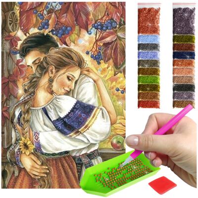 Haft Diamentowy ARTULIO, Obraz DIY 5D, Diamond Painting, Mozaika Diamentowa 40X60cm (Rustykalna para) + Zestaw Akcesoriów Haft Diamentowy ARTULIO, Obraz DIY 5D, Diamond Painting, Mozaika Diamentowa 40X60cm (Rustykalna para) + Zestaw Akcesoriów