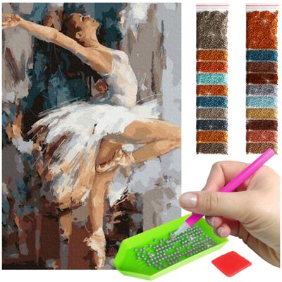 Haft Diamentowy ARTULIO, Obraz DIY 5D, Diamond Painting, Mozaika Diamentowa 40X60cm (Taniec baletnicy) + Zestaw Akcesoriów Haft Diamentowy ARTULIO, Obraz DIY 5D, Diamond Painting, Mozaika Diamentowa 40X60cm (Taniec baletnicy) + Zestaw Akcesoriów