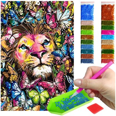 Haft Diamentowy Artulio, Obraz Diy 5D, Diamond Painting, Mozaika Diamentowa 40X60Cm (Tygrys Wśród Kolorowych Motyli) + Zestaw Akcesoriów Haft Diamentowy Artulio, Obraz Diy 5D, Diamond Painting, Mozaika Diamentowa 40X60Cm (Tygrys Wśród Kolorowych Motyli) + Zestaw Akcesoriów