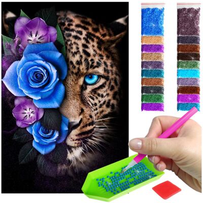 Haft Diamentowy Artulio, Obraz Diy 5D, Diamond Painting, Mozaika Diamentowa 40X60Cm (Tygrys Z Fioletowym Kwiatem) + Zestaw Akcesoriów Haft Diamentowy Artulio, Obraz Diy 5D, Diamond Painting, Mozaika Diamentowa 40X60Cm (Tygrys Z Fioletowym Kwiatem) + Zestaw Akcesoriów