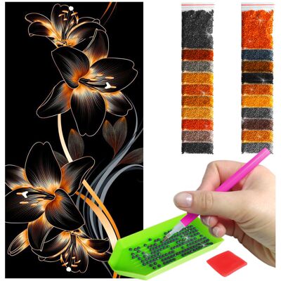Haft Diamentowy ARTULIO, Obraz DIY 5D, Diamond Painting, Mozaika Diamentowa 40X80cm (Abstrakcyjne kwiaty) + Zestaw Akcesoriów Haft Diamentowy ARTULIO, Obraz DIY 5D, Diamond Painting, Mozaika Diamentowa 40X80cm (Abstrakcyjne kwiaty) + Zestaw Akcesoriów