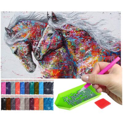 Haft Diamentowy Artulio, Obraz Diy 5D, Diamond Painting, Mozaika Diamentowa 40X80Cm (Kolorowe Konie) + Zestaw Akcesoriów Haft Diamentowy Artulio, Obraz Diy 5D, Diamond Painting, Mozaika Diamentowa 40X80Cm (Kolorowe Konie) + Zestaw Akcesoriów