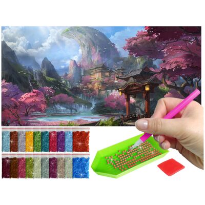 Haft Diamentowy Artulio, Obraz Diy 5D, Diamond Painting, Mozaika Diamentowa 40X80Cm (Panorama Azjatyckiego Miasta) + Zestaw Akcesoriów Haft Diamentowy Artulio, Obraz Diy 5D, Diamond Painting, Mozaika Diamentowa 40X80Cm (Panorama Azjatyckiego Miasta) + Zestaw Akcesoriów