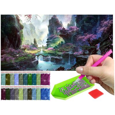 Haft Diamentowy Artulio, Obraz Diy 5D, Diamond Painting, Mozaika Diamentowa 40X80Cm (Panorama Magicznej Doliny) + Zestaw Akcesoriów Haft Diamentowy Artulio, Obraz Diy 5D, Diamond Painting, Mozaika Diamentowa 40X80Cm (Panorama Magicznej Doliny) + Zestaw Akcesoriów