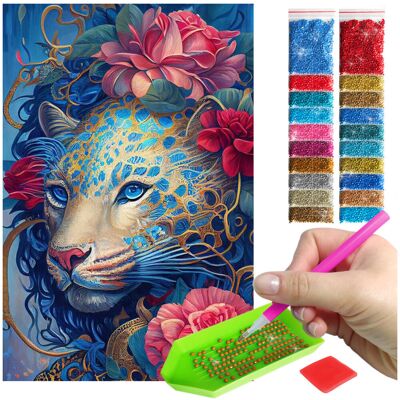Artulio Haft Diamentowy Diamond Painting mozaika 40x60 lampart zestaw akcesoria Artulio Haft Diamentowy Diamond Painting mozaika 40x60 lampart zestaw akcesoria