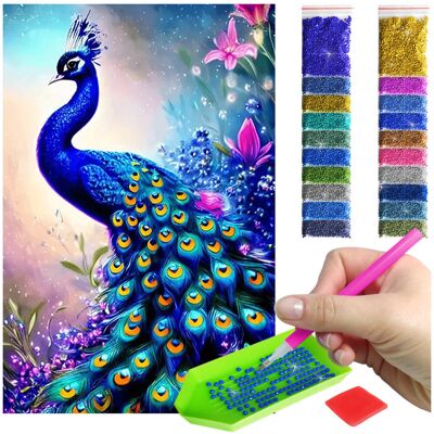 Artulio Haft Diamentowy Diamond Painting mozaika 40x60 niebieski paw zestaw akcesoria Artulio Haft Diamentowy Diamond Painting mozaika 40x60 niebieski paw zestaw akcesoria