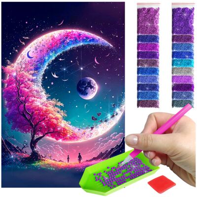 Artulio Haft Diamentowy Diamond Painting mozaika księżyc zestaw akcesoria Artulio Haft Diamentowy Diamond Painting mozaika księżyc zestaw akcesoria
