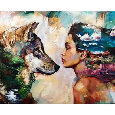Moments Haft Diamentowy Kobieta i Wilk 45x55 cm Moments Haft Diamentowy Kobieta i Wilk 45x55 cm