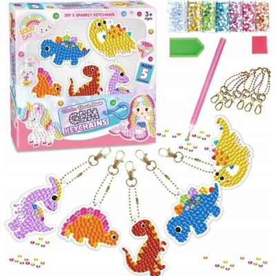 Midex Haft Diamentowy Mozaika Diy Brelok Dinozaur 5Szt Midex Haft Diamentowy Mozaika Diy Brelok Dinozaur 5Szt