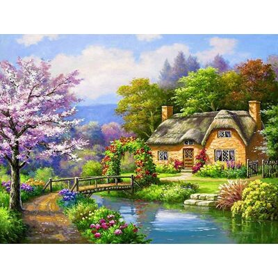 Moments Haft Diamentowy Wiosenny Domek 45x55 cm K Moments Haft Diamentowy Wiosenny Domek 45x55 cm K
