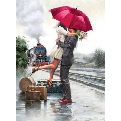 Moments Haft Diamentowy Zakochana Para - Dworzec 55x75 cm Moments Haft Diamentowy Zakochana Para - Dworzec 55x75 cm