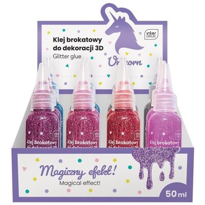 Interdruk Klej do dekoracji brokatowy 50ml Unicorn (12szt) Interdruk Klej do dekoracji brokatowy 50ml Unicorn (12szt)