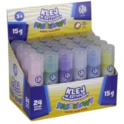 Astra Klej w sztyfcie, transparenty pastelowy, 15 g, 24 sztuki Astra Klej w sztyfcie, transparenty pastelowy, 15 g, 24 sztuki