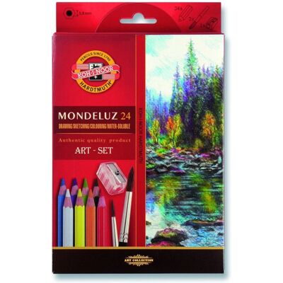 Koh-I-Noor, Kredki akwarelowe Mondeluz ART set 3711, 24szt + pędzel Koh-I-Noor, Kredki akwarelowe Mondeluz ART set 3711, 24szt + pędzel