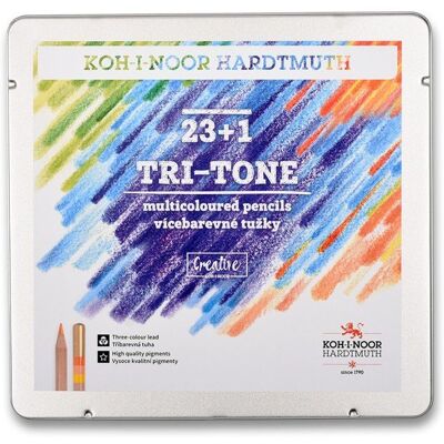 Koh-I-Noor, Kredki trójkolorowe Tri-Tone 3444 w naturalnej oprawie, 24 szt Koh-I-Noor, Kredki trójkolorowe Tri-Tone 3444 w naturalnej oprawie, 24 szt