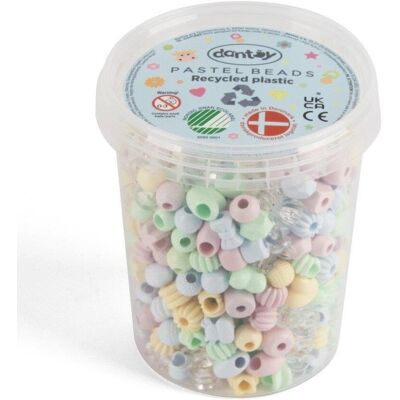 Dantoy - Pastelowe recyklingowane koraliki - 520 sztuk - Recycled Beads Dantoy - Pastelowe recyklingowane koraliki - 520 sztuk - Recycled Beads