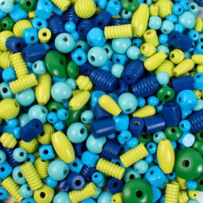 Playbox Koraliki drewniane MAKRAMA NIEBIESKO ZIELONE 250 g Playbox Koraliki drewniane MAKRAMA NIEBIESKO ZIELONE 250 g