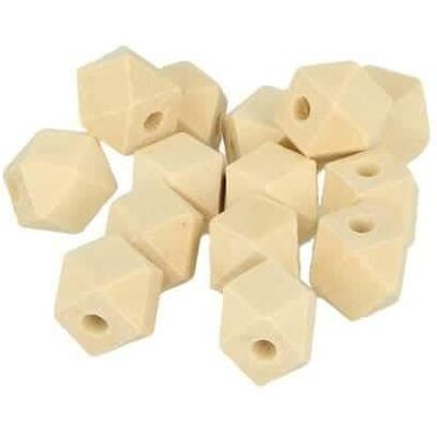 Drewniane koraliki poligonowe - 12x16mm - 14 sztuk Drewniane koraliki poligonowe - 12x16mm - 14 sztuk
