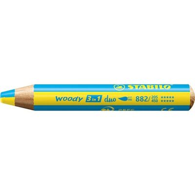 STABILO Woody 3-w-1 Duo - Wielofunkcyjny Ołówek - Opakowanie 5 sztuk - Żółty/Cyjan - Kredki STABILO Woody 3-w-1 Duo - Wielofunkcyjny Ołówek - Opakowanie 5 sztuk - Żółty/Cyjan - Kredki