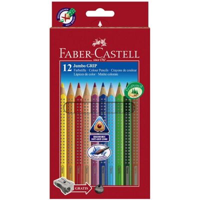 Kredki jumbo grip 12 kolorów temperówka Faber-Castell 110912FC Kredki jumbo grip 12 kolorów temperówka Faber-Castell 110912FC