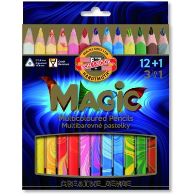 Kredki Magic, Koh-I-Noor Trio 3w1, 12+1 sztuk Kredki Magic, Koh-I-Noor Trio 3w1, 12+1 sztuk