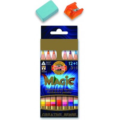 Koh-I-Noor KREDKI MAGIC TRIO 12 KOL. + BLENDER, TEMERÓWKA I GUMKA Koh-I-Noor KREDKI MAGIC TRIO 12 KOL. + BLENDER, TEMERÓWKA I GUMKA