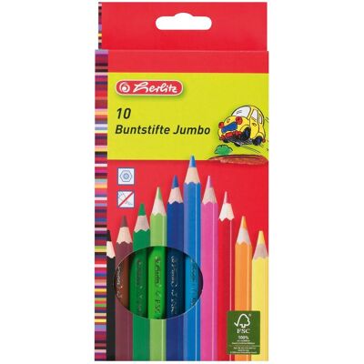 Kredki Ołówkowe Herlitz Jumbo 10 Kolorów Kredki Ołówkowe Herlitz Jumbo 10 Kolorów
