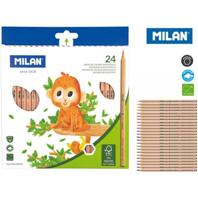 Milan Kredki ołówkowe natural, sześciokątne, 24 kolory Milan Kredki ołówkowe natural, sześciokątne, 24 kolory