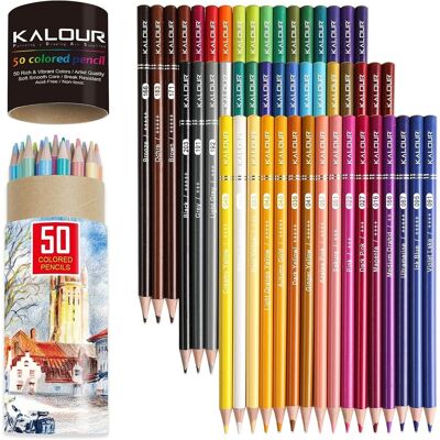 Kredki ołówkowe Soft Touch 50 kolorów zestaw do rysowania Kalour Kredki ołówkowe Soft Touch 50 kolorów zestaw do rysowania Kalour