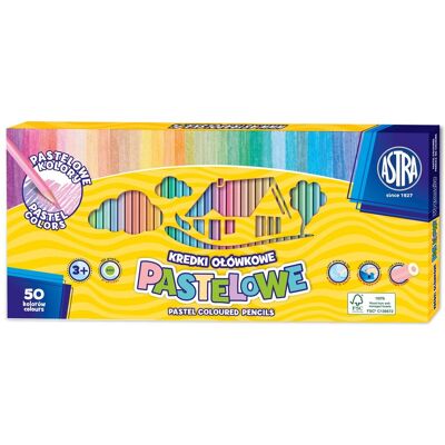 Kredki pastelowe okrągłe Astra, 50 kolorów Kredki pastelowe okrągłe Astra, 50 kolorów