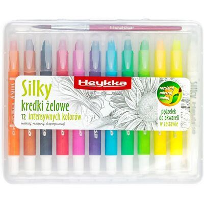 Kredki szkolne dla dzieci żelowe w sztyfcie wykręcane Silky Heykka 12 kolorów Kredki szkolne dla dzieci żelowe w sztyfcie wykręcane Silky Heykka 12 kolorów