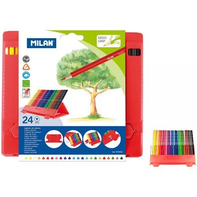 Milan Kredki trójkątne, Flexi box, 24 kolory Milan Kredki trójkątne, Flexi box, 24 kolory
