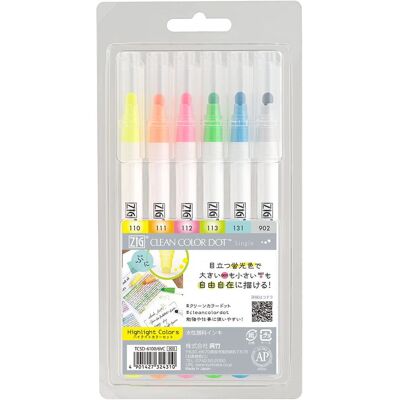 Kuretake, Pisaki Clean Color Dot 6 Sztuk Kuretake, Pisaki Clean Color Dot 6 Sztuk