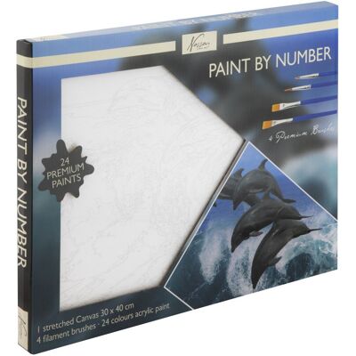 Grafix Malowanie po numerach 30x40cm Delfin - 24 farby/4 pędzle Grafix Malowanie po numerach 30x40cm Delfin - 24 farby/4 pędzle