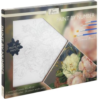 Grafix Malowanie po numerach 30x40cm Kwiaty - 24 farby/4 pędzle Grafix Malowanie po numerach 30x40cm Kwiaty - 24 farby/4 pędzle