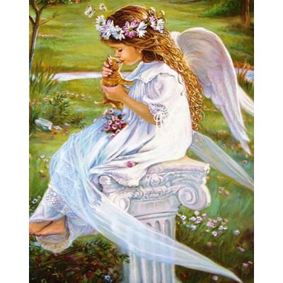 Norimpex Malowanie Po numerach Święte Aniołek I Rudy Kotek 50x40 Cm Norimpex Malowanie Po numerach Święte Aniołek I Rudy Kotek 50x40 Cm