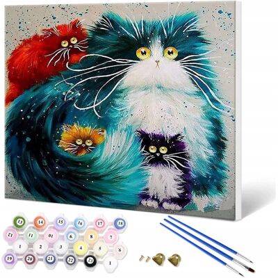 Inny producent Malowanie Po Numerach Z Ramą 40x50 cm Zestaw Farb + Pędzle Koty Na Ramie Inny producent Malowanie Po Numerach Z Ramą 40x50 cm Zestaw Farb + Pędzle Koty Na Ramie