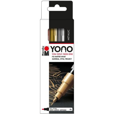 Marabu YONO Marker zestaw markerów akrylowych 4 kolory 0,5 - 1,5 mm METAL Marabu YONO Marker zestaw markerów akrylowych 4 kolory 0,5 - 1,5 mm METAL
