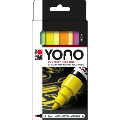 Marabu YONO Marker - zestaw markerów akrylowych 4 kolory 1,5 - 3 mm NEON Marabu YONO Marker - zestaw markerów akrylowych 4 kolory 1,5 - 3 mm NEON