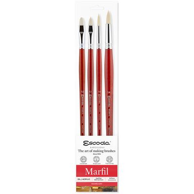 Marfil, zestaw pędzli syntetycznych Escoda, 4 sztuki Marfil, zestaw pędzli syntetycznych Escoda, 4 sztuki