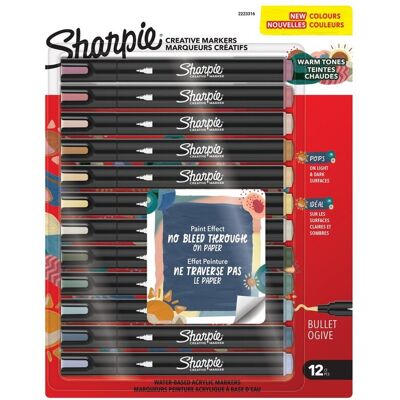 Marker Akrylowy Kreatywny Sharpie Końcówka Stożkowa 12 Sztuk Ciepłe Kolory Marker Akrylowy Kreatywny Sharpie Końcówka Stożkowa 12 Sztuk Ciepłe Kolory
