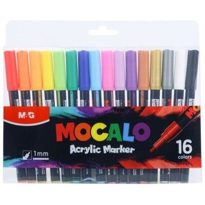 HAPPY COLOR Marker akrylowy Mocalo 1mm, 16 kolorów, blister, MG HAPPY COLOR Marker akrylowy Mocalo 1mm, 16 kolorów, blister, MG